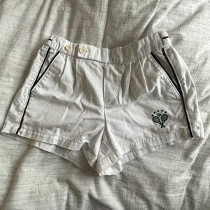 BDG White Athletic Tennis-Style Shorts with Black Piping